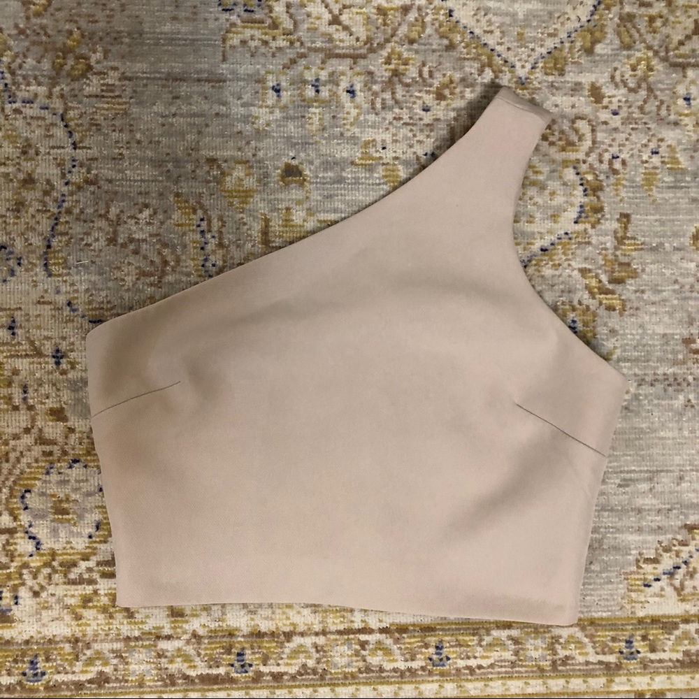 Cream One Shouldered Crop Top